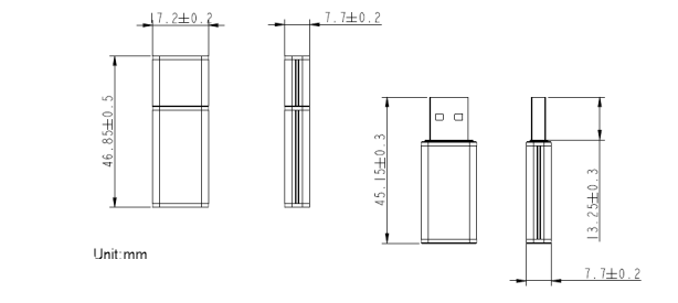 Mechanical Drawing - Apacer Technology Inc. UV110-UFD1 USB Flash Drives Mechanical Drawing - Apacer Technology Inc. UV110-UFD1 USB Flash Drives